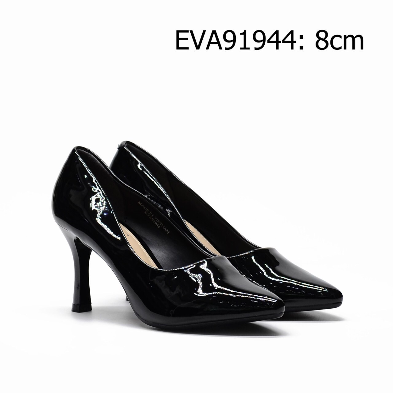 Giày bít mũi EVA91944 cao 8cm thiết kế da bóng trẻ trung, quý phái